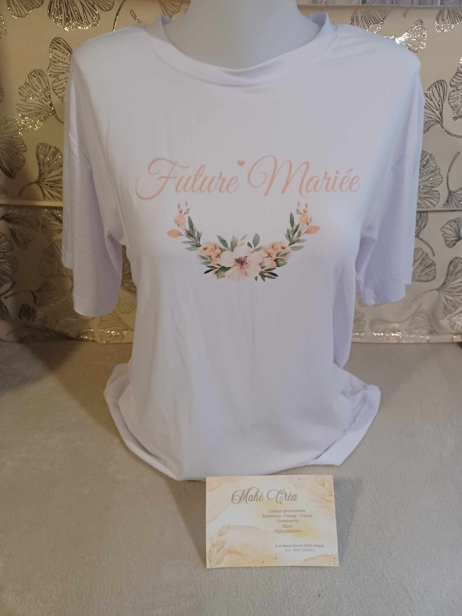 T-shirt unisexe adulte blanc sublimation - Modèle demi-cercle floral