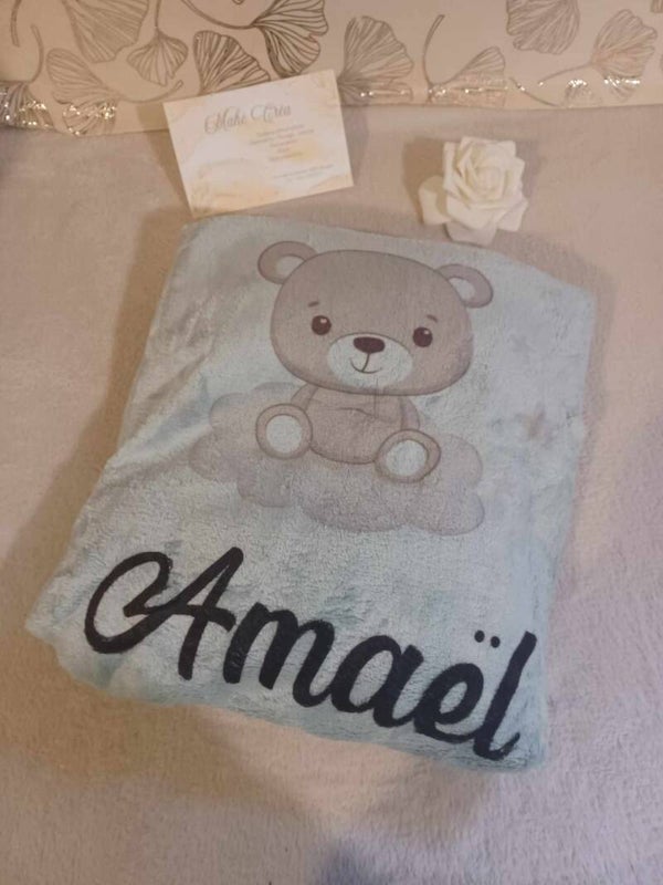 Couverture personnalisée - Modèle ourson sur nuage