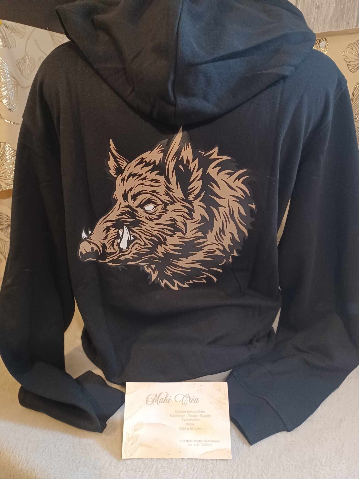 Sweat adulte unisexe couleur flocage - Modèle sanglier