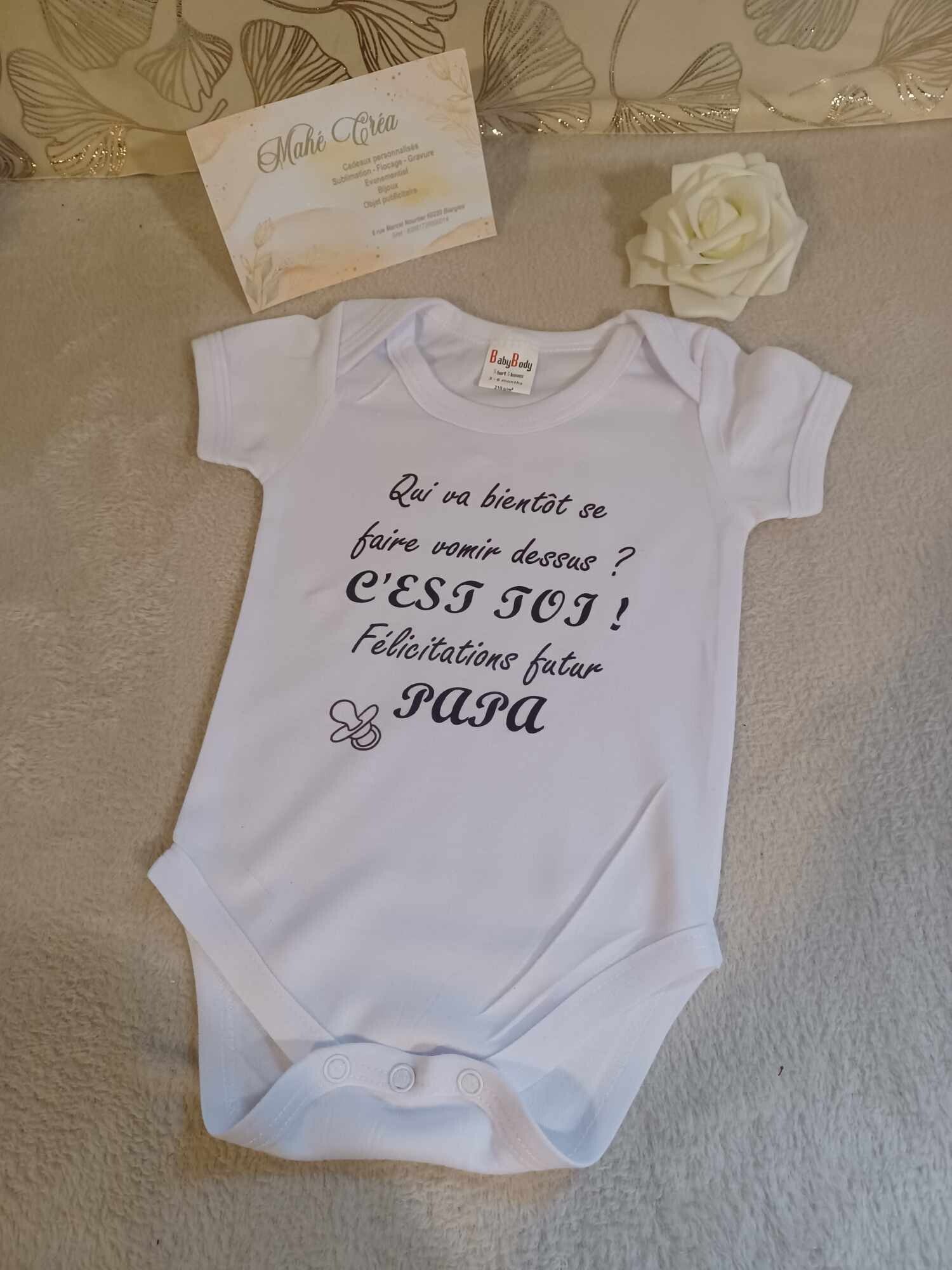 Body personnalisé blanc manche courte sublimation - Modèle tétine