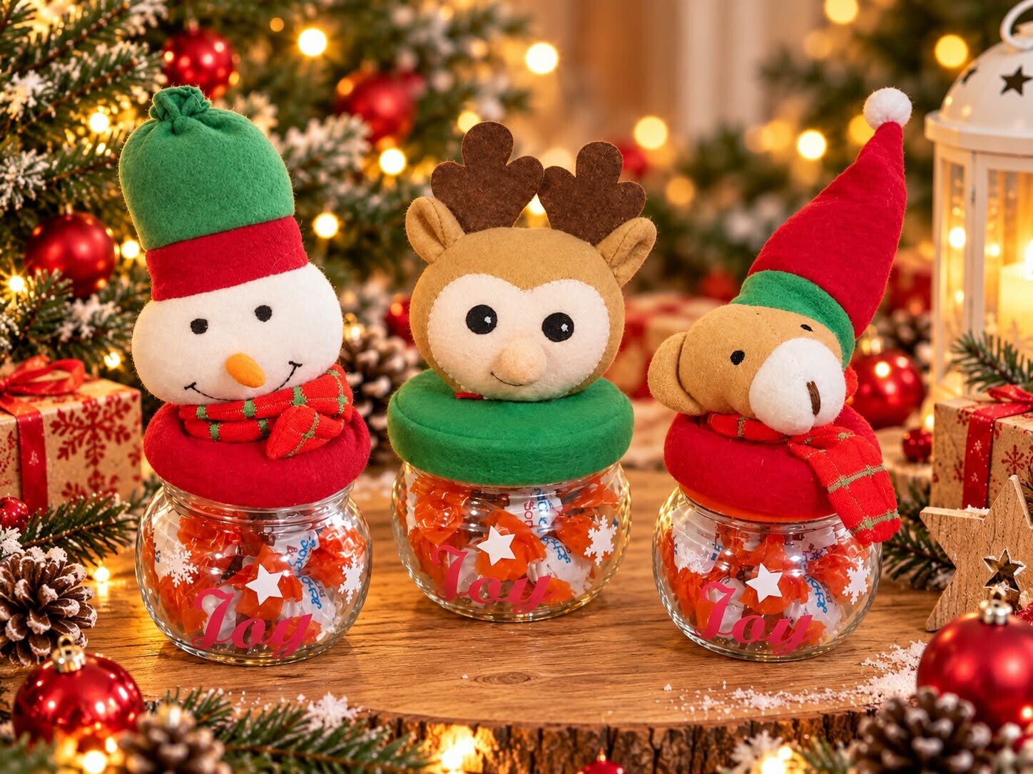 Pots à bonbons de Noël personnalisés