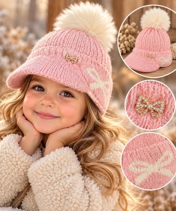 Bonnet fille avec visière - Rose - 3/8 ans - Accessoire hiver