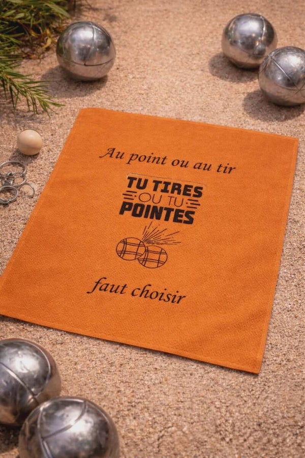 Chiffon personnalisé - Modèle "Tu tires ou tu pointes"