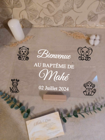 Plaque en plexiglass personnalisée - Modèle animaux de la jungle