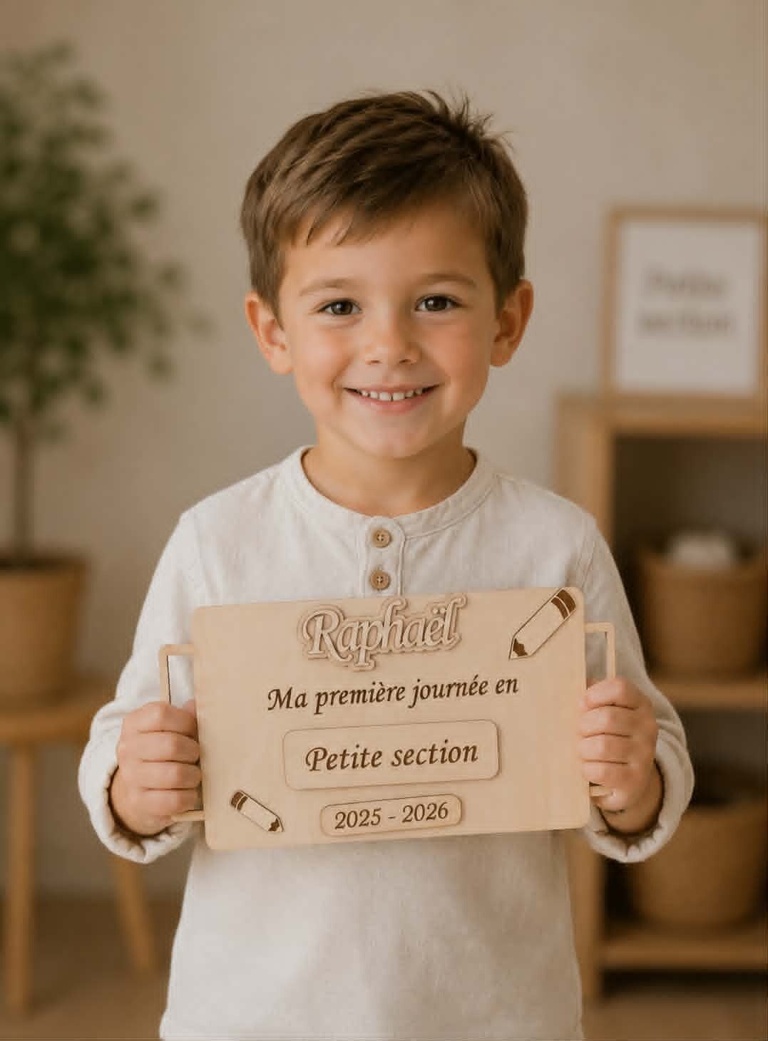 Pancarte réutilisable rentrée scolaire à poignées - Modèle crayons