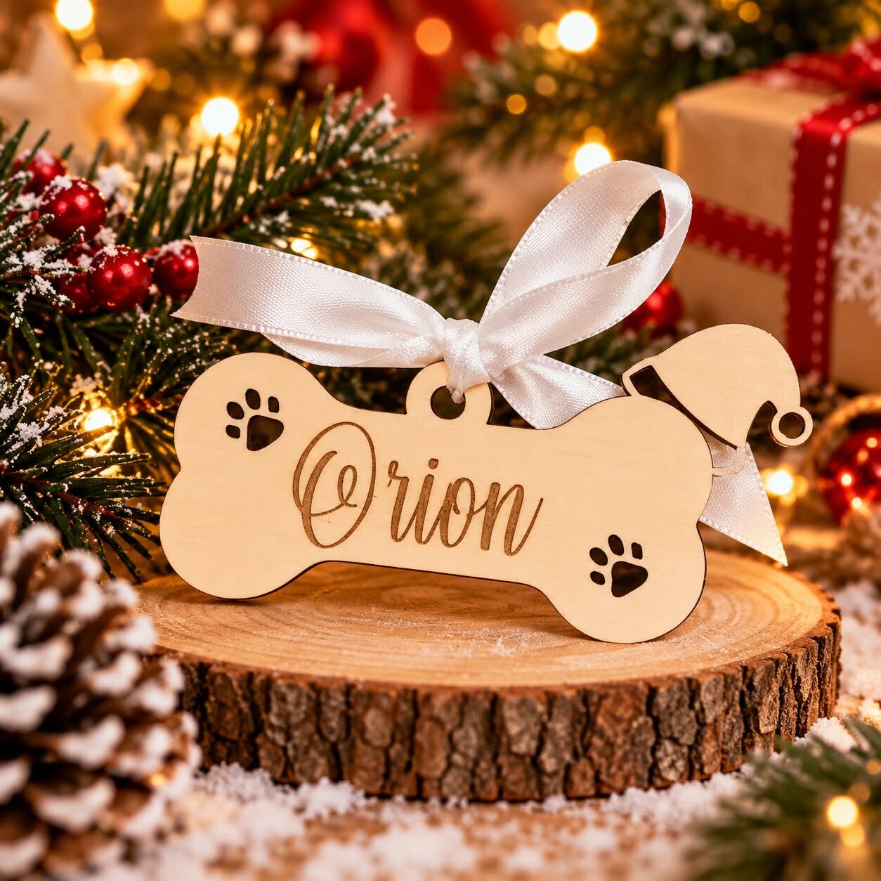 Décoration de Noël en bois - Suspension  os