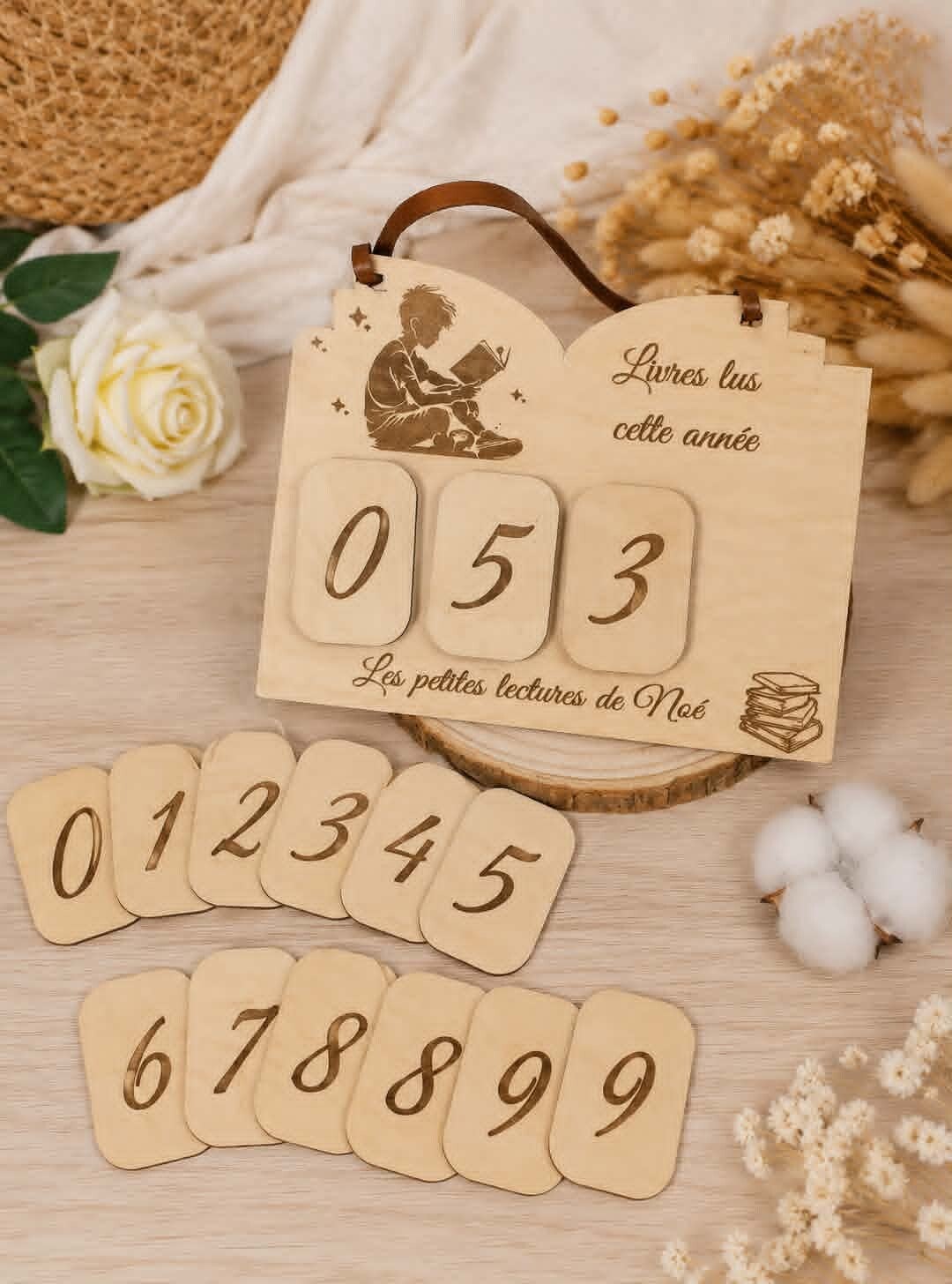 Book tracker / Compteur de livres personnalisé - Modèle livres et garçon