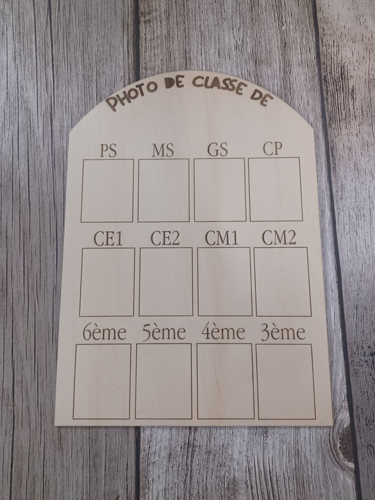 Panneau en bois photos de classe personnalisé - Version française - Motif au choix / n°2