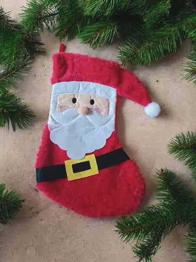 Botte/Chaussette de Noël en velours personnalisée - Modèle Père Noël