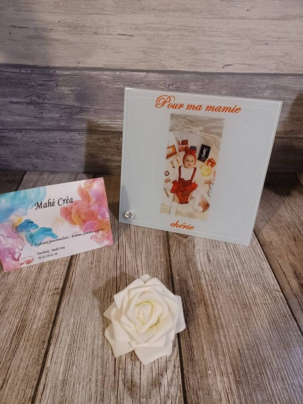 Cadre en verre personnalisé - Modèle photo et texte