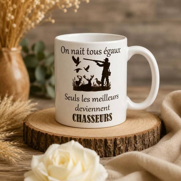 Mug personnalisé - Thème chasse - Modèle chasseur avec gibiers