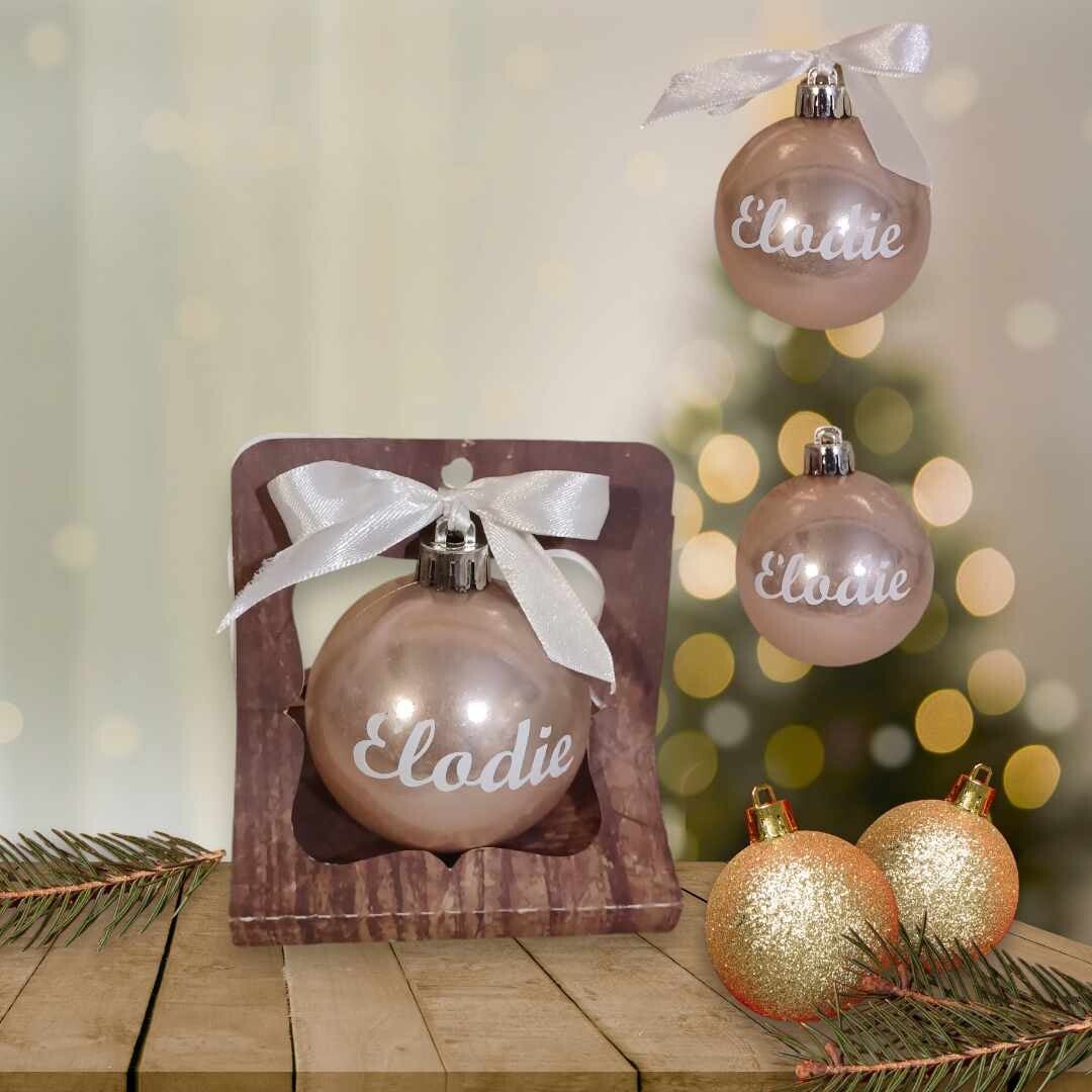 Boule de Noël en plastique personnalisée - Modèle texte
