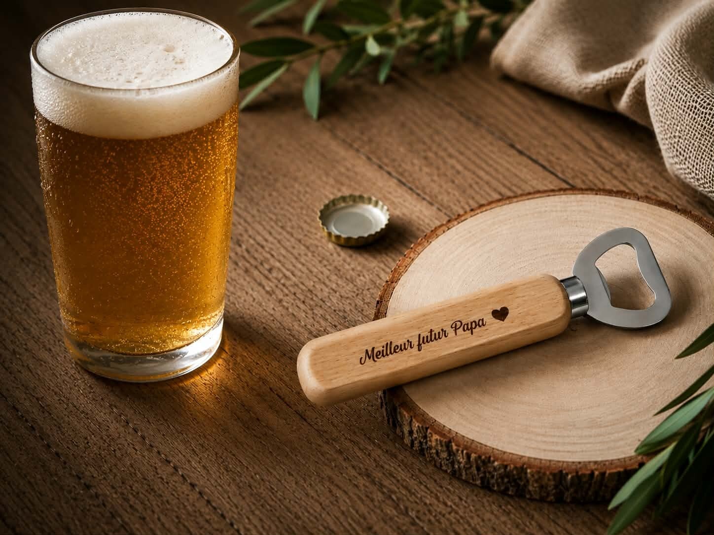 Décapsuleur en bois personnalisé - Modèle texte