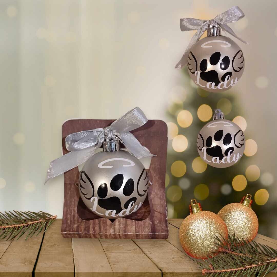 Boule de Noël en verre personnalisée - Modèle patte ange