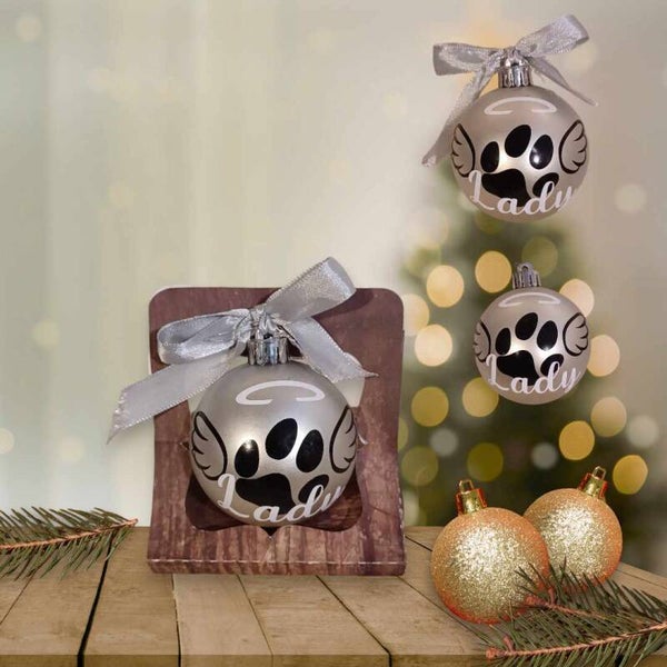 Boule de Noël en verre personnalisée - Modèle patte ange