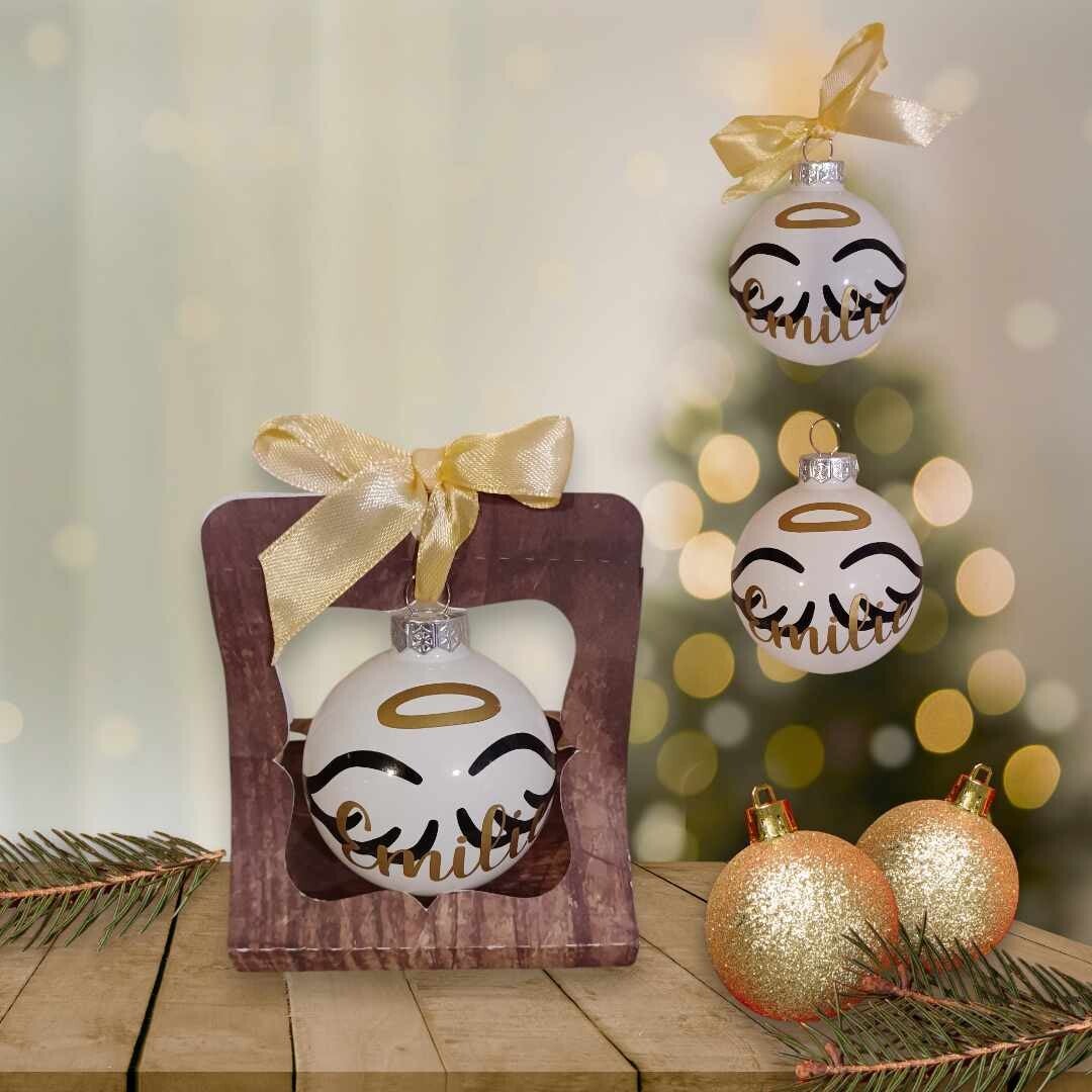 Boule de Noël en verre personnalisée - Modèle ange