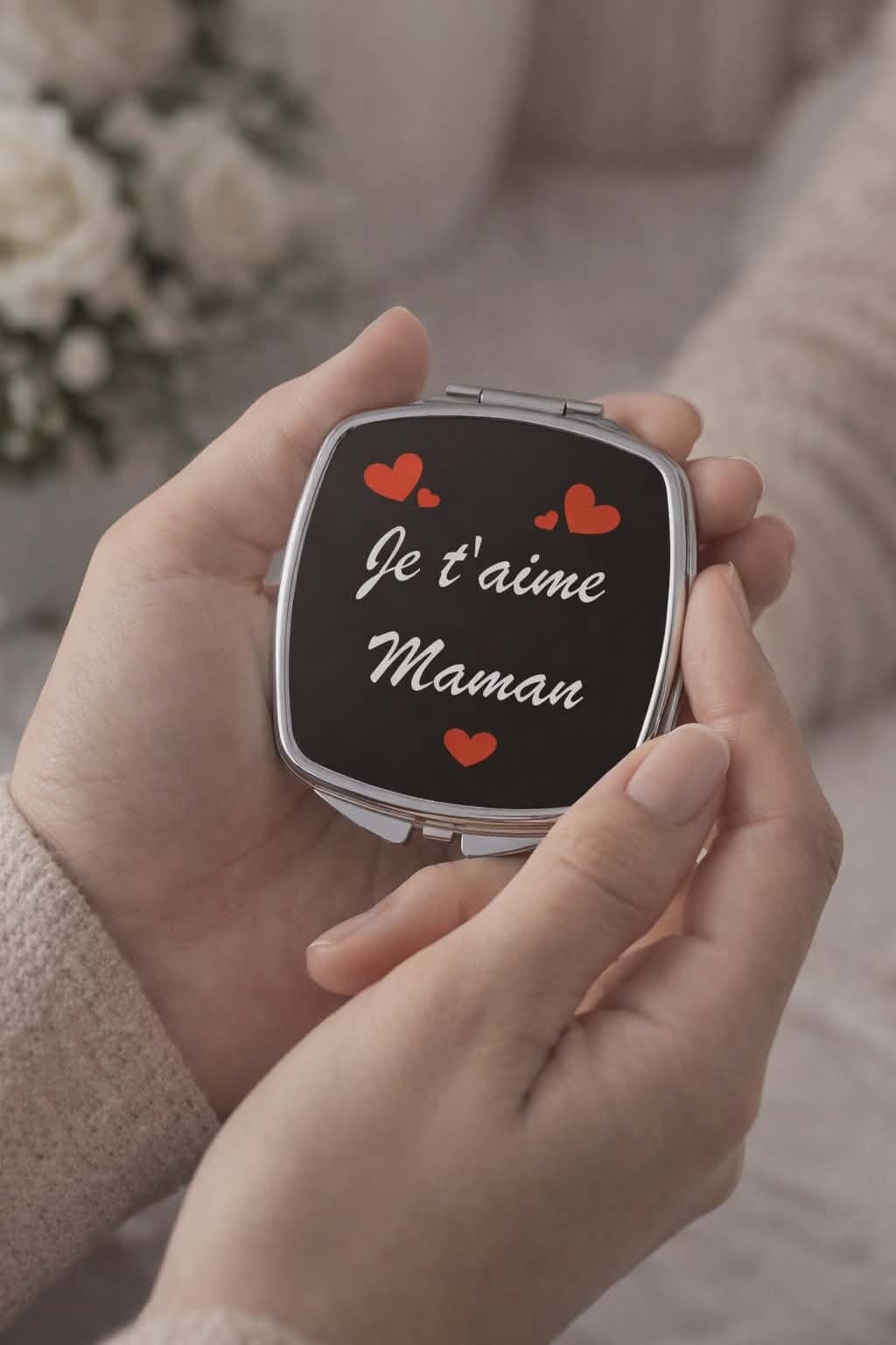 Miroir de poche personnalisé - Modèle petit coeur