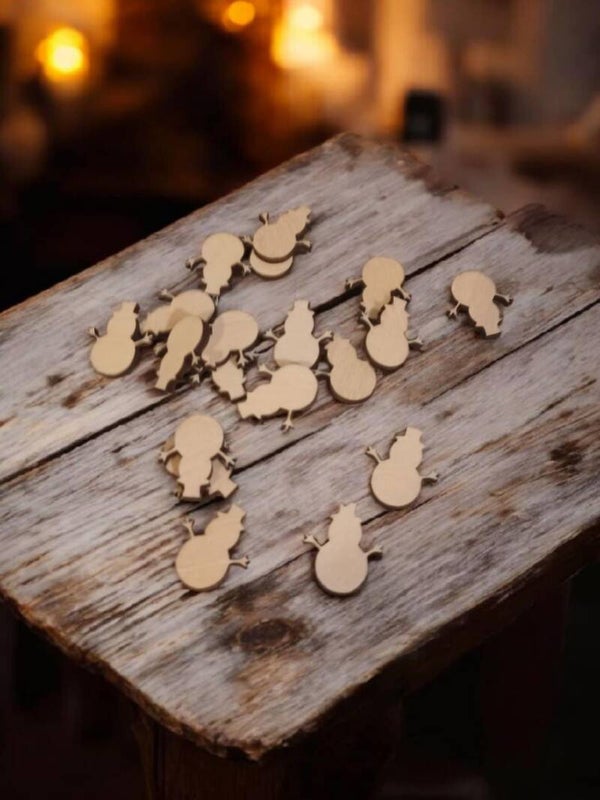 Sachet de confetti en bois - Modèle bonhomme de neige