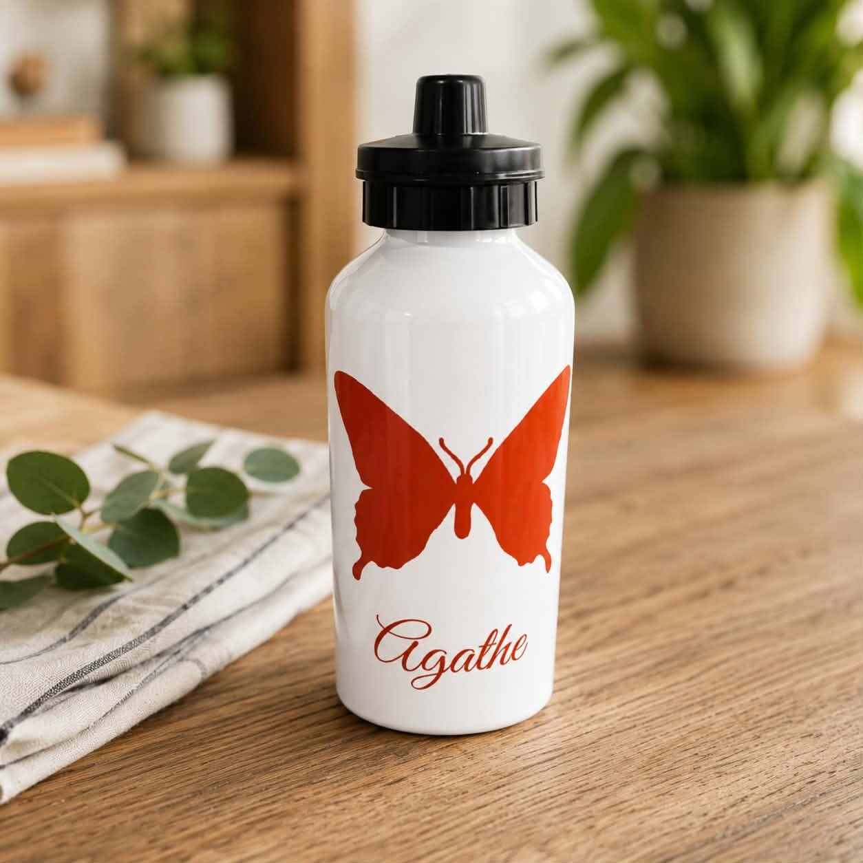 Gourde aluminium personnalisée - Modèle papillon