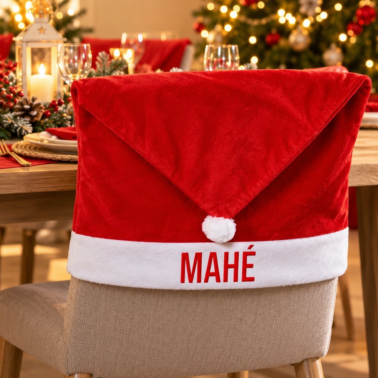 Housse de chaise de Noël personnalisée - Modèle Père Noël