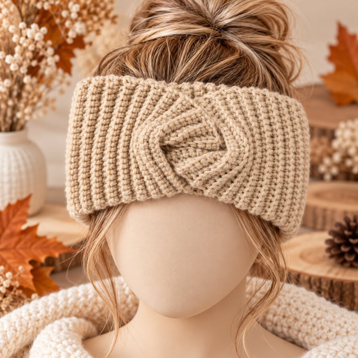 Bandeau femme - Crème - Accessoire hiver - Taille unique