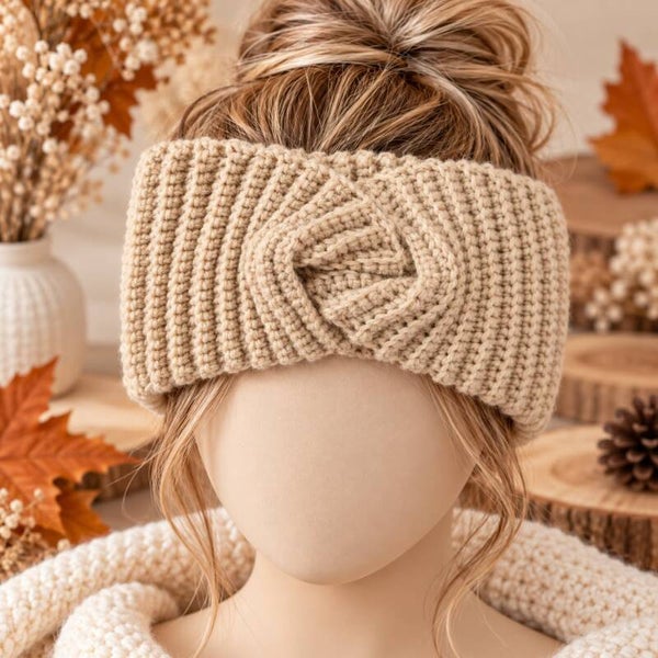 Bandeau femme - Crème - Accessoire hiver - Taille unique