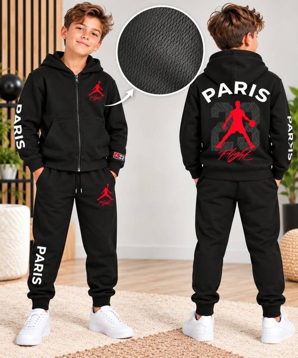 Ensemble jogging et veste zippé à capuche - Garçon - Noir/Rouge