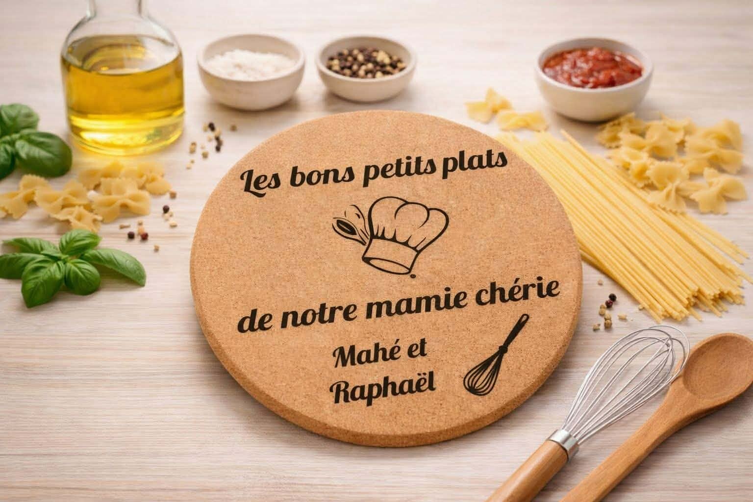 Dessous de plat liège personnalisé - Modèle toque et fouet