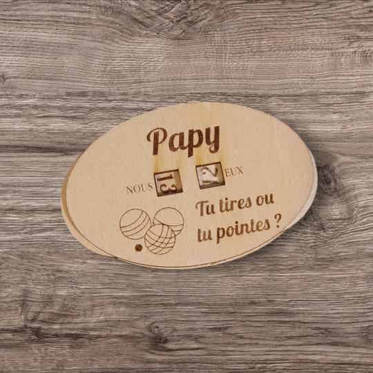 Marqueur de score de poche personnalisé - Modèle triplette de pétanque avec cochonnet