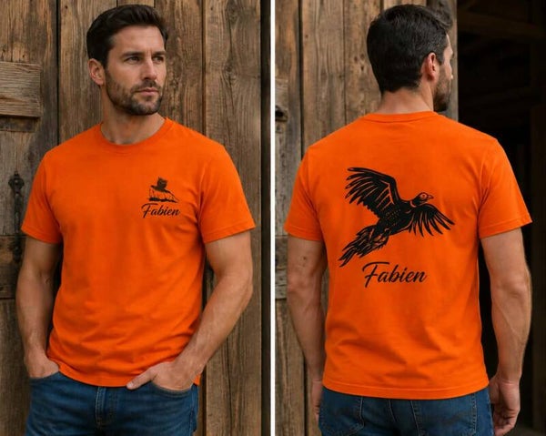 T-shirt adulte personnalisé - Modèle faisan en vol et faisan qui décolle