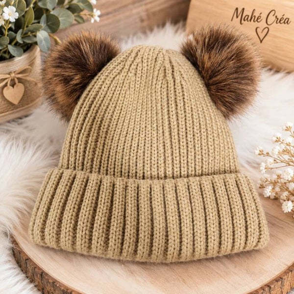 Bonnet à pompons - Taille unique