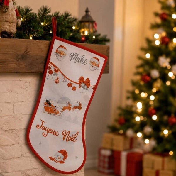 Botte/Chaussette de Noël personnalisée - Modèle Joyeux Noël