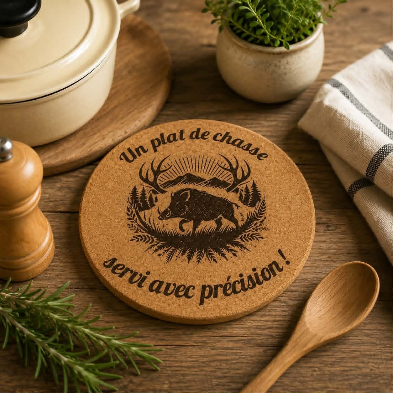 Dessous de plat liège personnalisé - Modèle sanglier