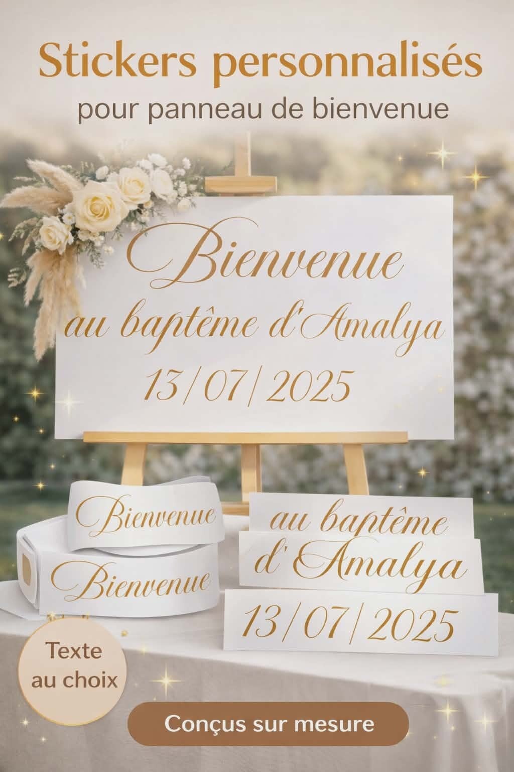 Sticker personnalisé pour panneau de bienvenue - Modèle texte