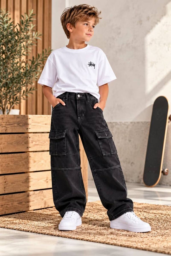 Cargo baggy - Garçon - Noir