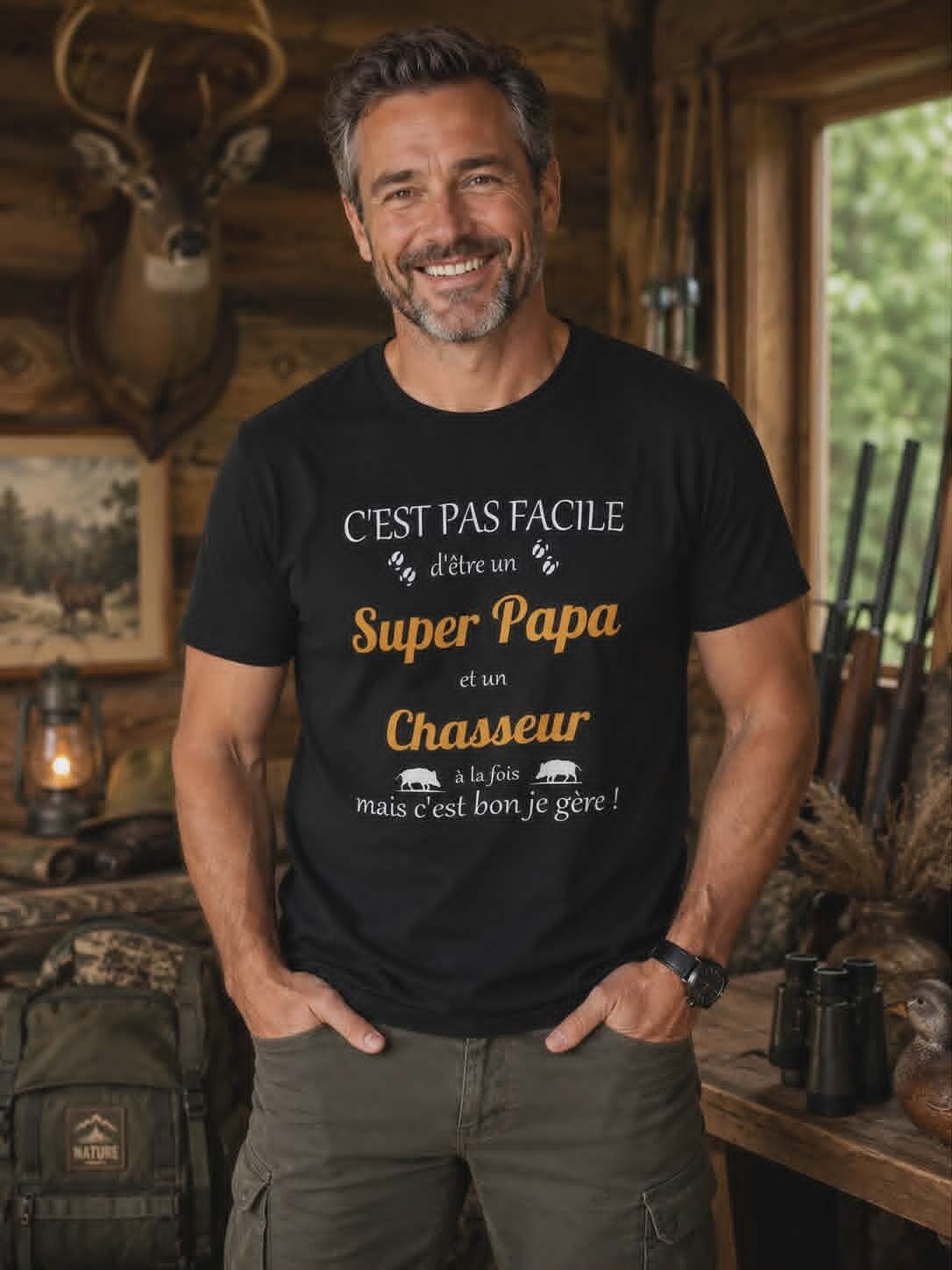T-shirt adulte personnalisé - Modèle sanglier et patte