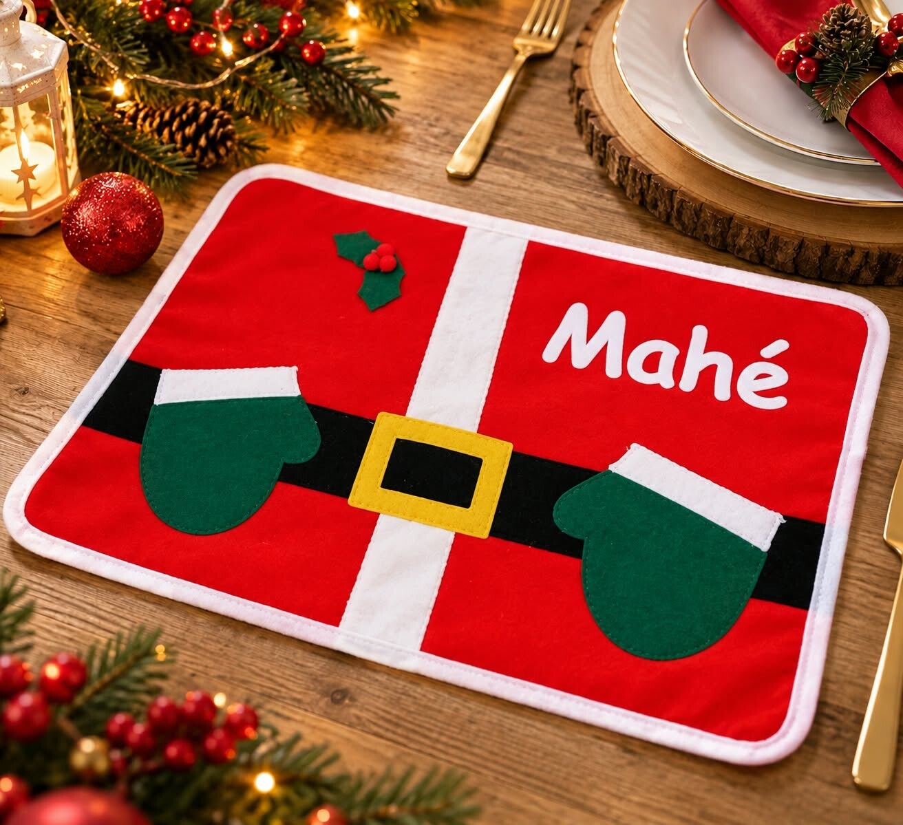 Set de table de Noël personnalisé - Modèle Père Noël