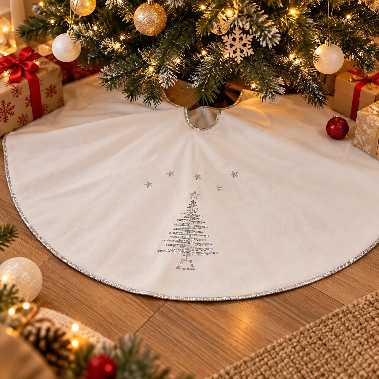 Tapis de sapin personnalisé - Modèle sapin argenté