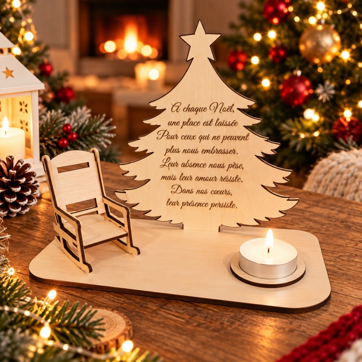 Mémorial de Noël en bois personnalisé - Modèle 100% personnalisable selon vos souhaits