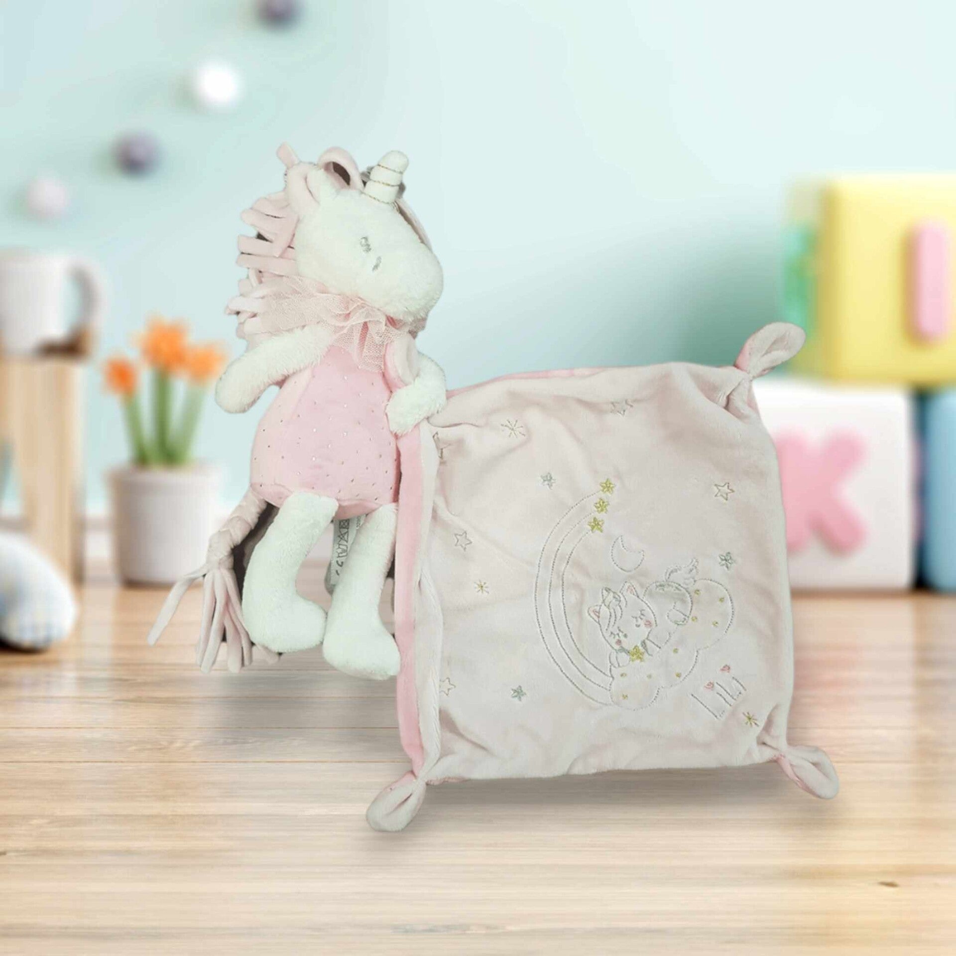 Doudou à personnalisé - Modèle licorne rose