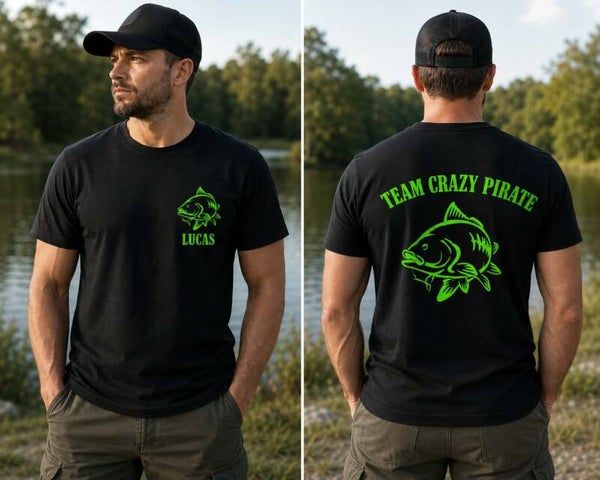 T-shirt adulte personnalisé - Thème pêche - Modèle carpe