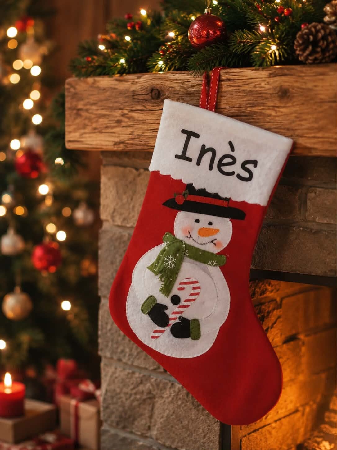 Botte/Chaussette de Noël personnalisée - Modèle bonhomme de neige