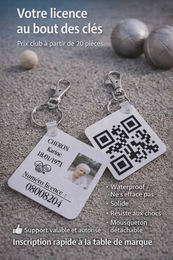 Porte clef fibre de verre personnalisé - Modèle QR code officiel FFPJP