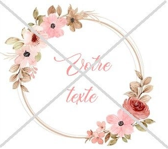 Planche étiquettes autocollantes ronde 4cm - Modèle couronne fleurale