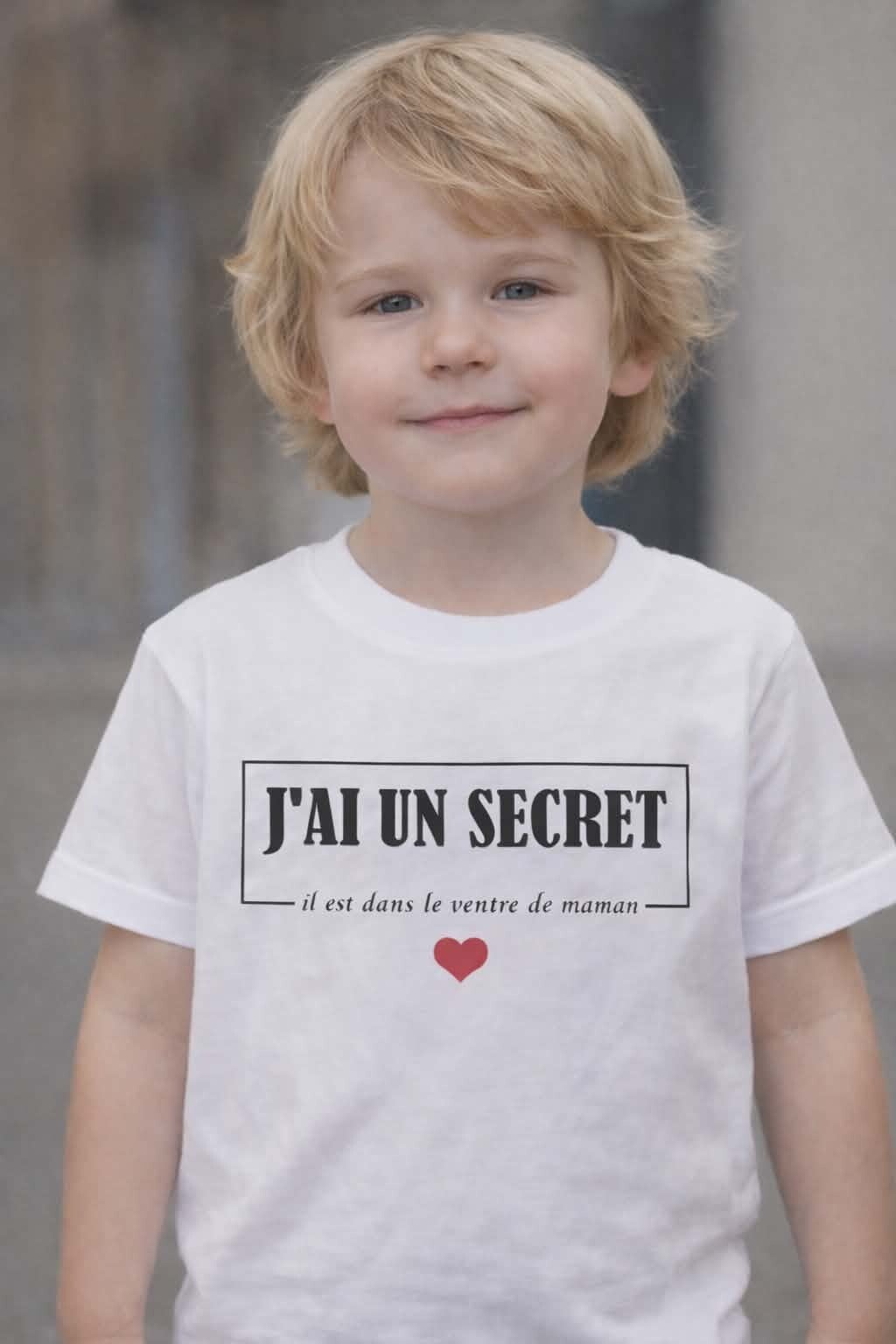 T-shirt enfant blanc sublimation - Modèle cadre et cœur