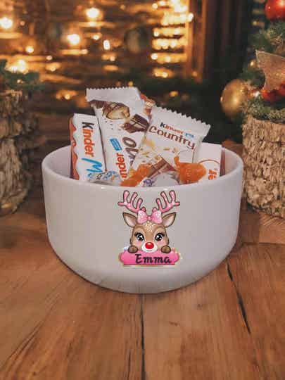 Bol personnalisé -  Modèle rennes de Noël