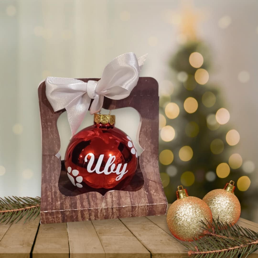 Boule de Noël en verre personnalisée - Modèle pattes chien/chat