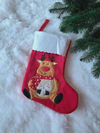 Botte/Chaussette de Noël personnalisée - Modèle rennes