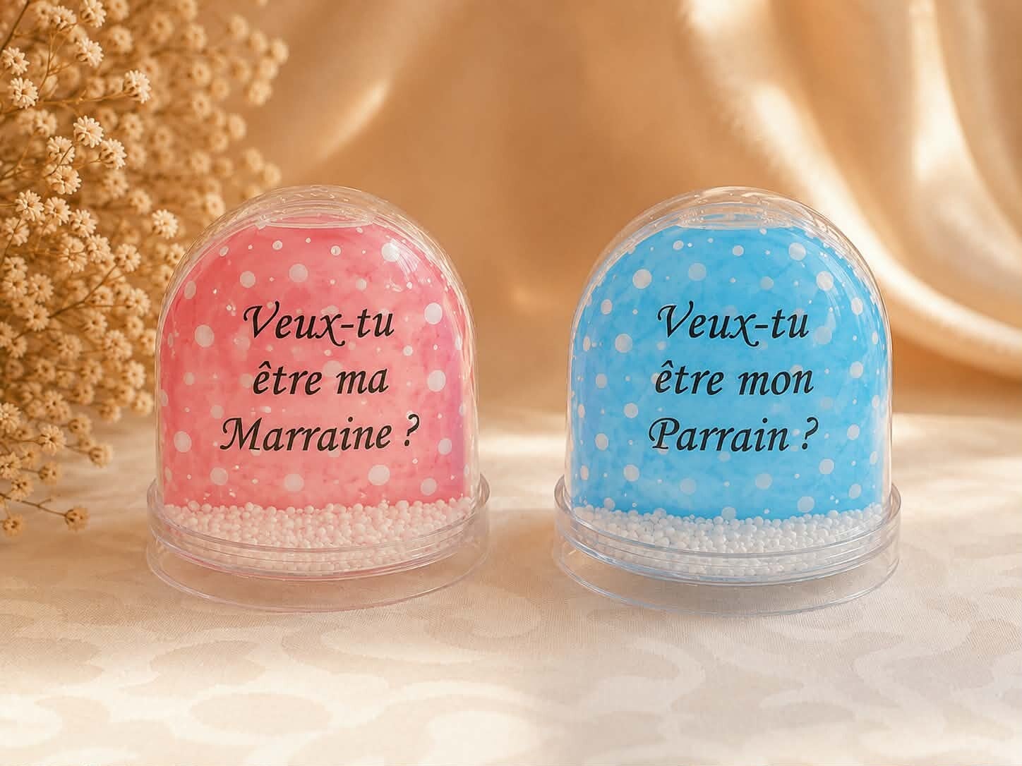 Boule à neige personnalisée - Modèle fond à pois