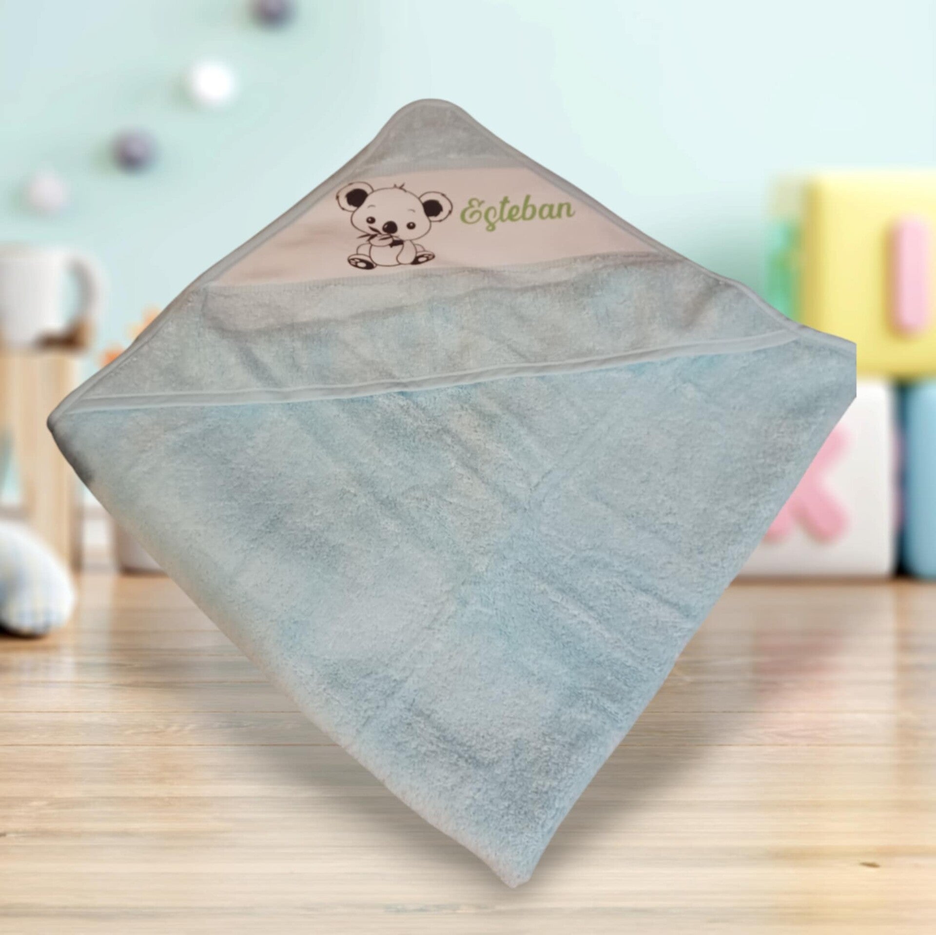 Cape de bain / Sortie de bain personnalisée - Modèle koala avec bambou